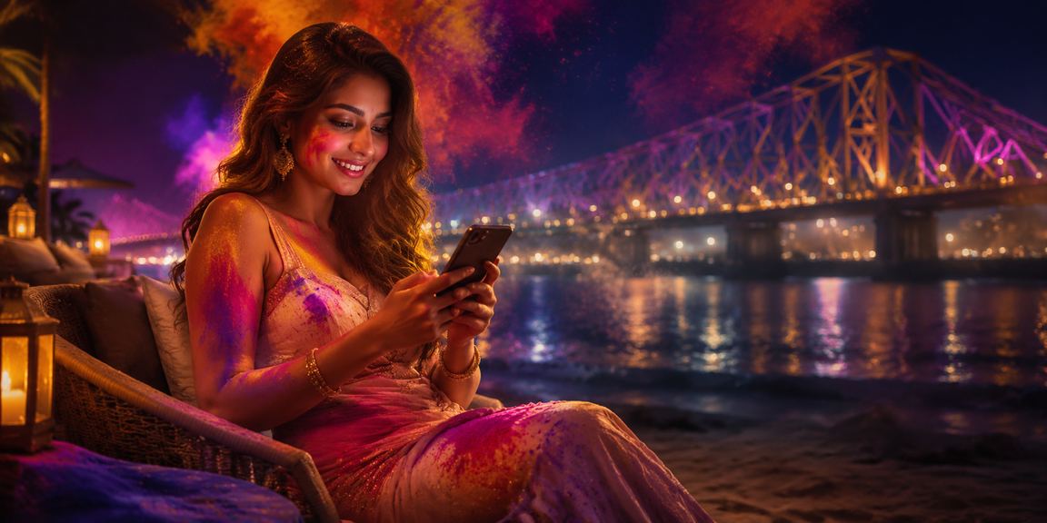 Kolkata sports fans celebrating Holi while viewing kabaddi matches